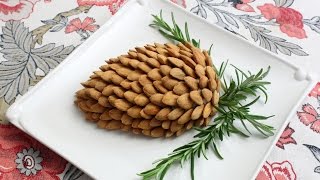 Holiday Pine Cone Cheese Ball - How to Make a Garlic & Herb Cheese Spread Pine Cone