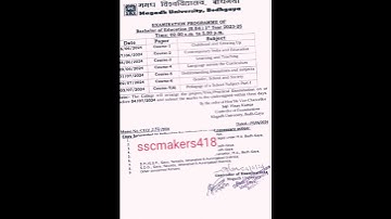 Magadh University b.ed  examination programme of 1st year session 2023-25  / 2024
