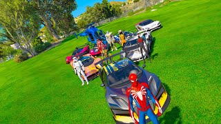 Spiderman and Miles Morales Challenge Superheroes Super CARS GTA V Супер Герои на Рампе !