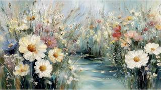 Pastel Daisy Pond TV Frame Art Serene Floral Landscape Digital Art for Samsung Frame TV & Home Decor