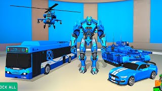 Super Robot Bus Tank Car Helicopter City Wars Games: Blue Transformers - Android iOS Gameplay screenshot 5