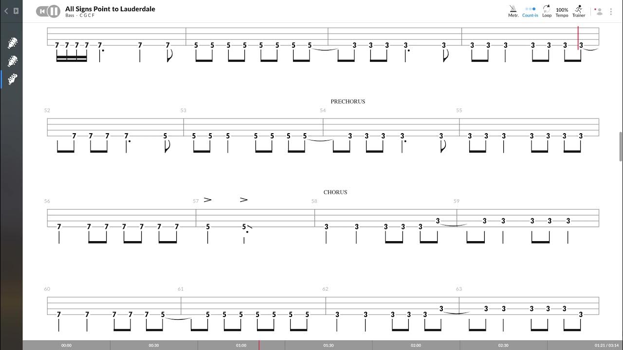 All Signs Point To Lauderdale Drum Tab A Day To Remember - All Signs Points To Lauderdale (BASS TAB PLAY ALONG