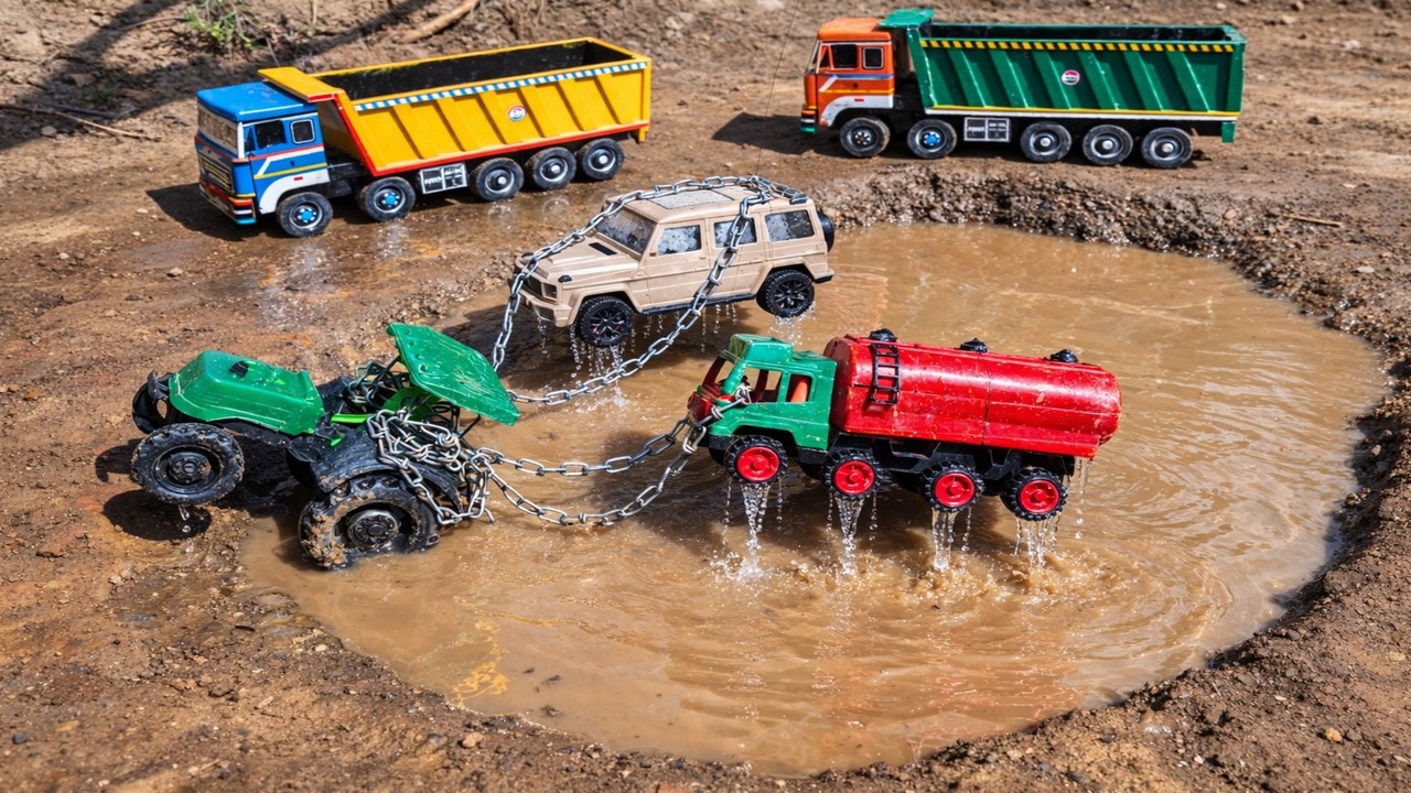 TATA New Petrol Tanker & G-Wagon Accident Pulling Out By Sonalika Tractor | JCB Tractor Cartoon