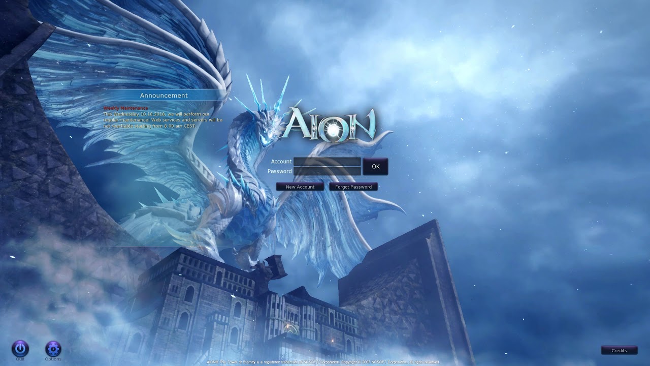 Aion 6.0 Login Screen