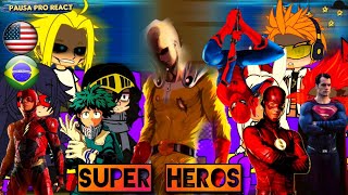 Pro Heroes React To Super Heroes Saitama | Super Man | Deku | Flash + / Part 2 / Gacha Club