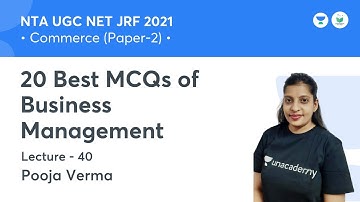 20 Best MCQs of Business Management | Commerce | NTA UGC NET JRF 2021 | by Pooja Verma