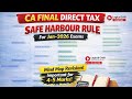 CA Final Direct Tax | Safe Harbour Rule 🔥 Mind Map Revision in 6 Minutes | Jan 2026