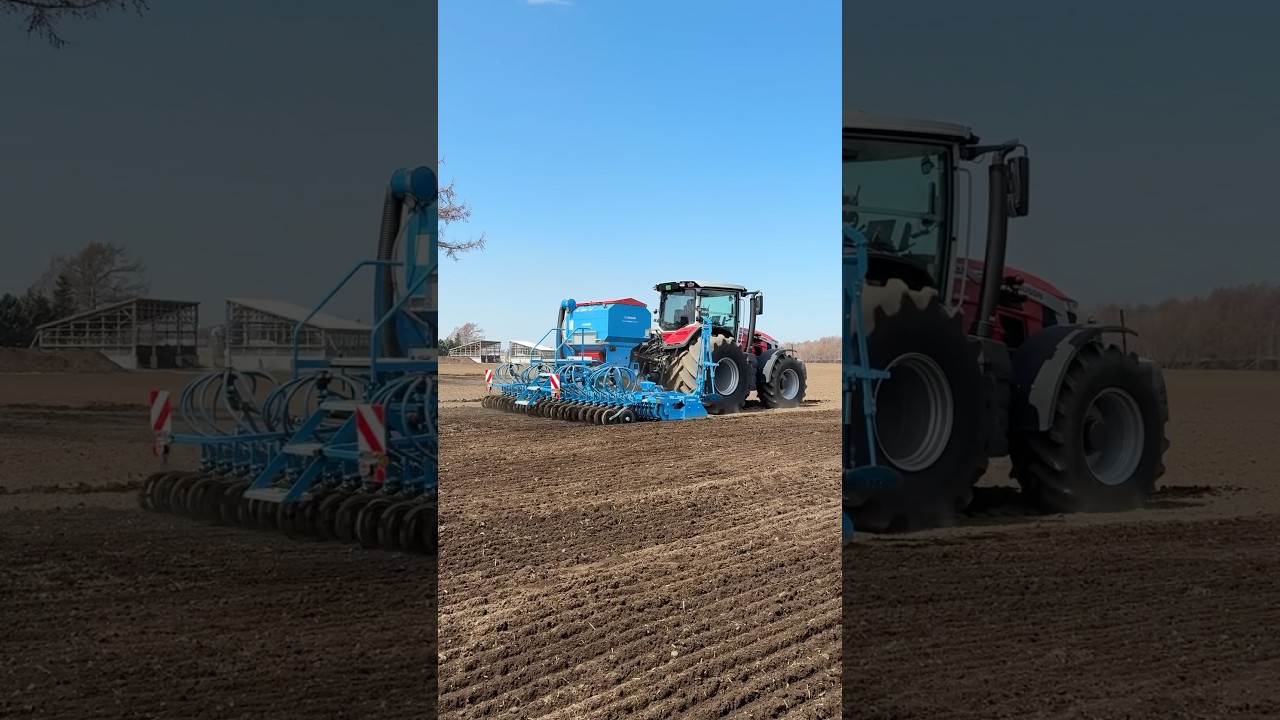 5mのパワーハローとエアー式播種機のコンビネーション💪