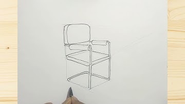 How to draw a Chair 3d two point  perspective  Step by step drawing pen and pencil