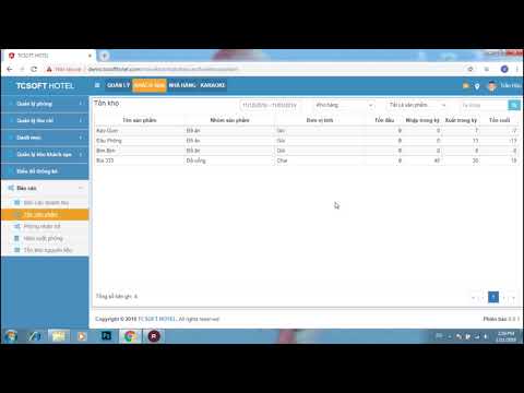 [TCSOFT HOTEL] - 40. Tồn kho sản phẩm - Phần mềm quản lý khách sạn.