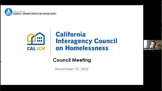 November 10 California Interagency Council on Homelessness Quarterly Council Meeting