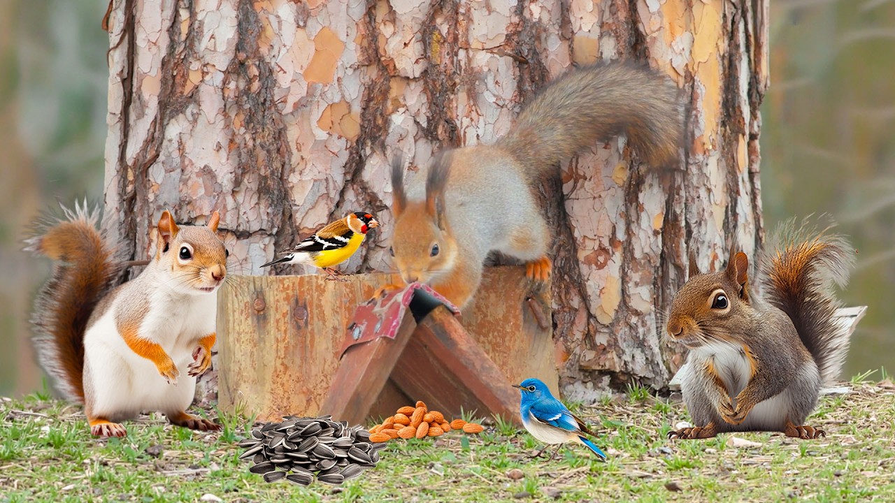 Endless PETS TV Entertain📺🐈Birds, Squirrels Picnic in the Forest🕊🐿Real Nature Sounds 4K HDR