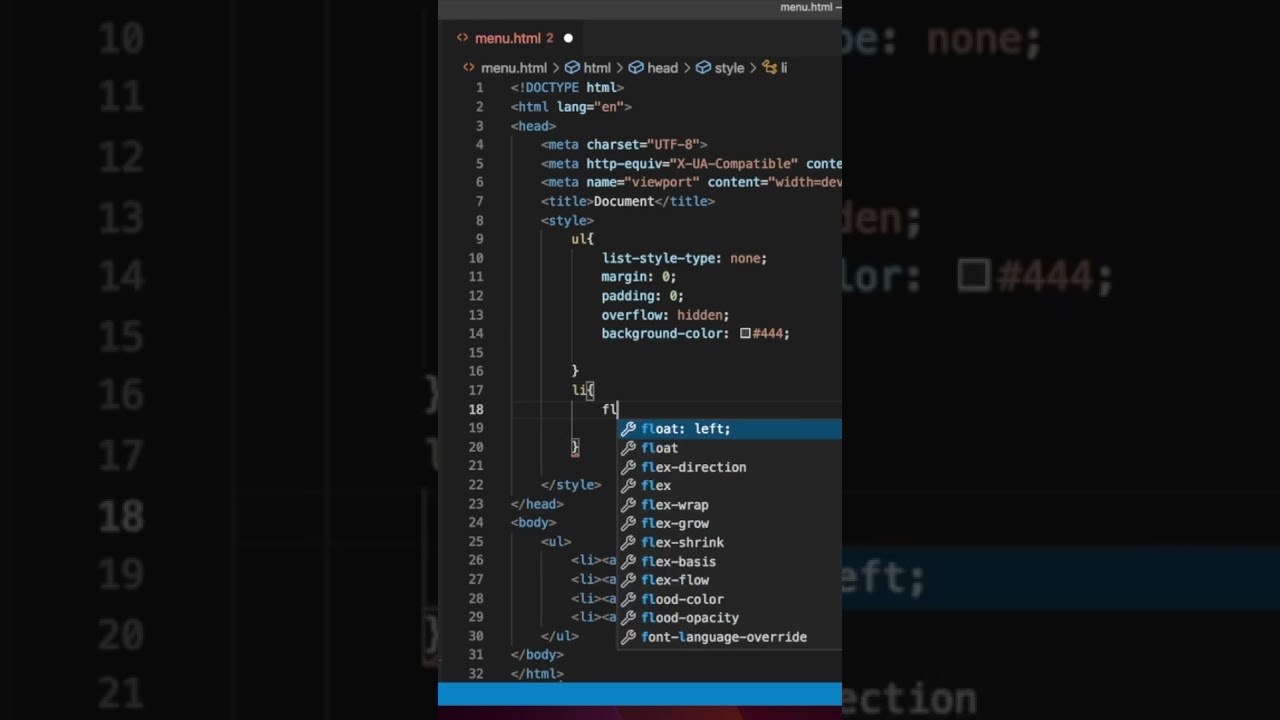 Navigation bar using simple CSS 