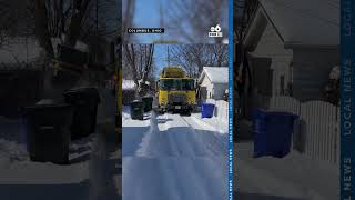 Columbus garbage trucks drive through snowy, narrow alleys to continue service all week