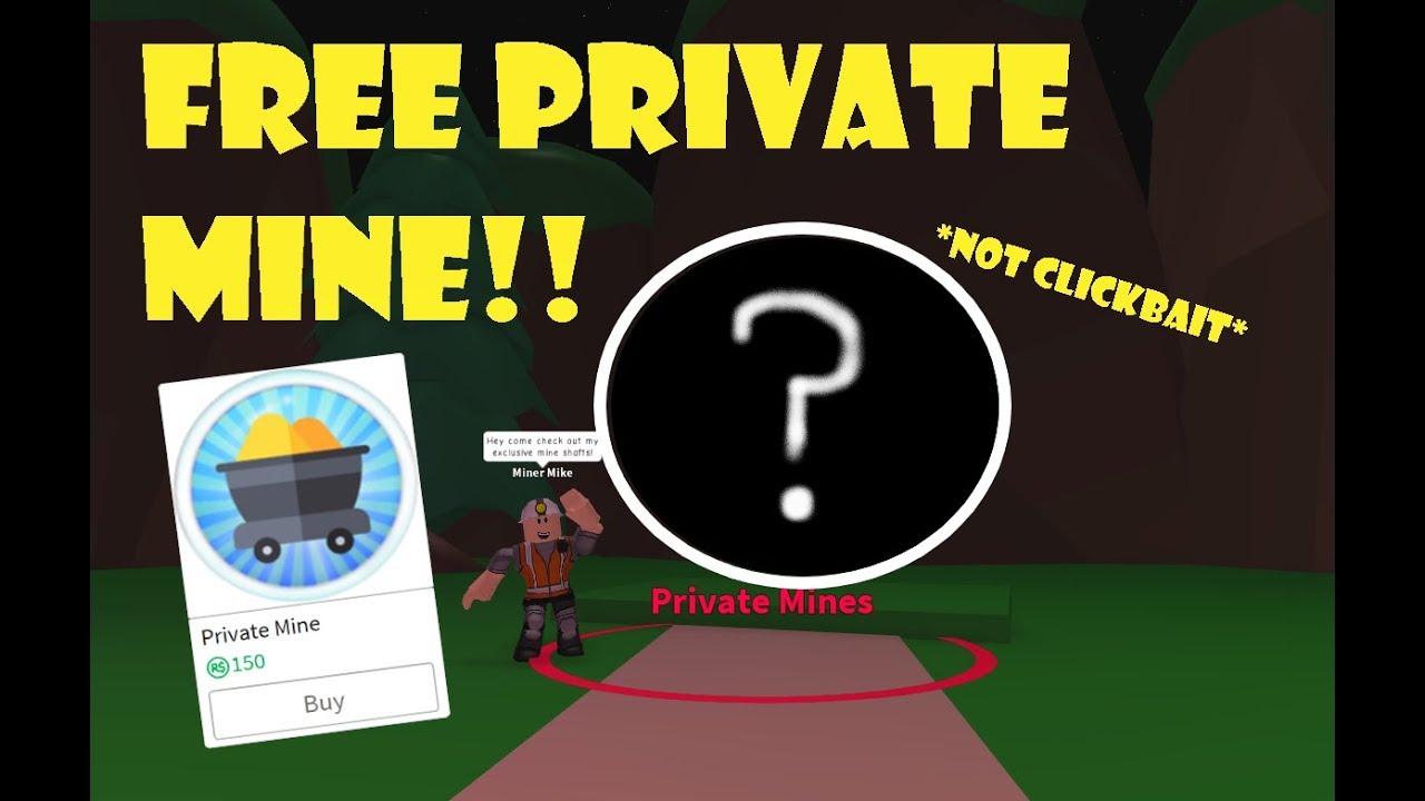 How To Get A Free Private Mine Not Clickbait Roblox Mining Simulator Youtube - roblox mining away id