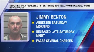Hopkins county man arrested due to alleged stealing from a tornado-damaged home