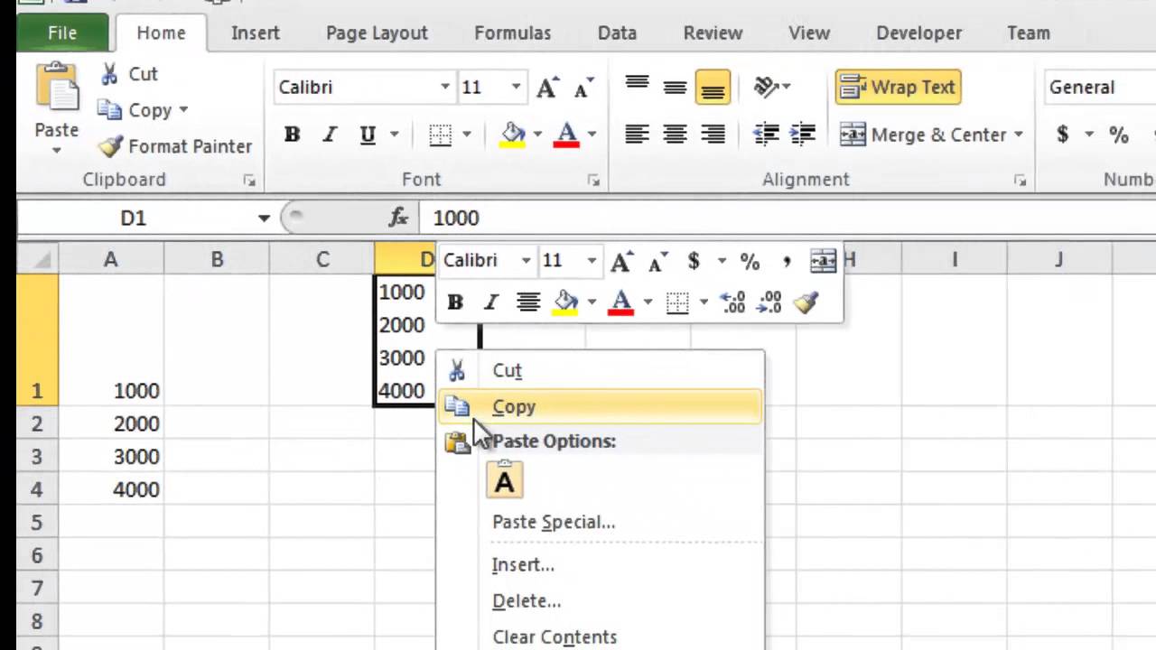 Excel 2010 Quick Tip: Copy multiple rows to one Excel cell - YouTube