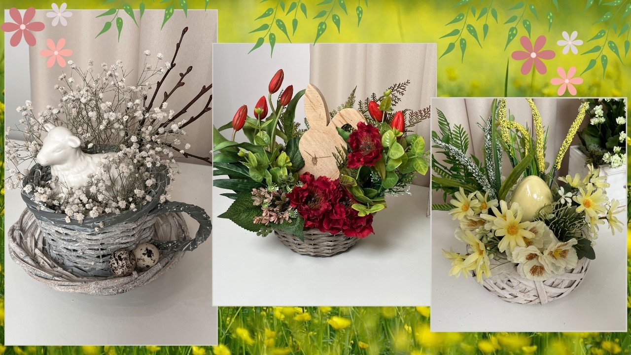 Małe wiosenne stroik/3 propozycje łatwych i szybkich kompozycji na Wielkanoc