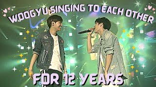 sunggyu and woohyun singing to each other for 12 years straight