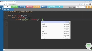 Python Dersleri : Çarpım Tablosu Oluşturmak