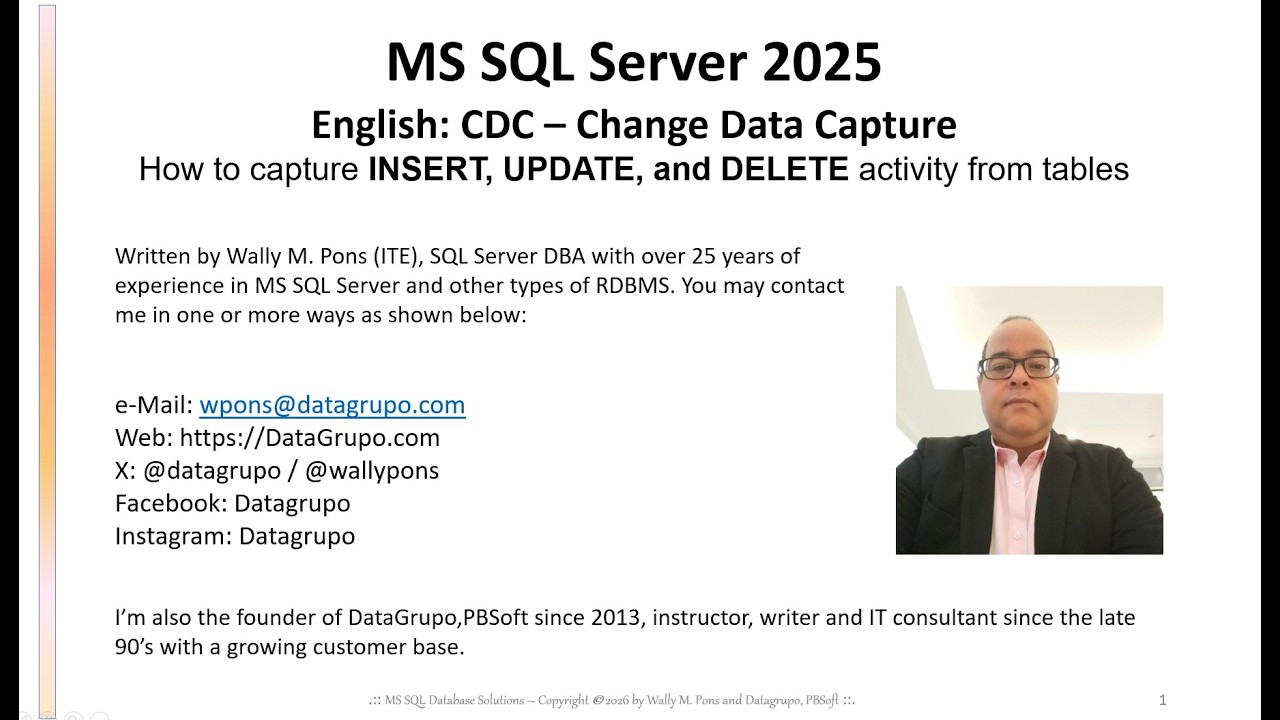 MS SQL Server :: English: CDC - Change Data Capture - YouTube