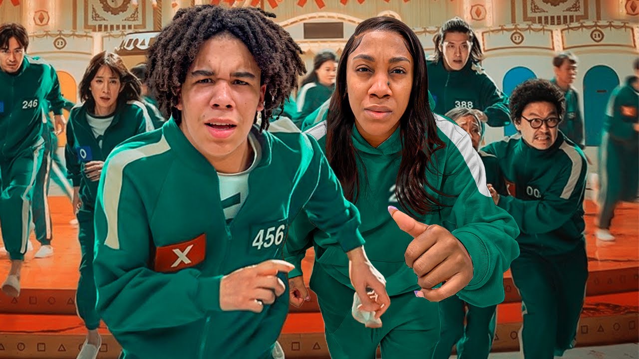 Мама и сын играют в игру «Кальмар 2»!