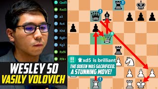 Wesley So *DESTROYED* Vasily Volovich with Brilliant Queen Sacrifice  Titled Tuesday 2023