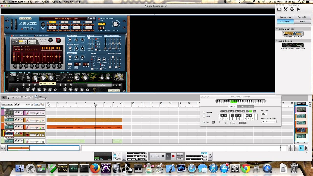 Strontium90 RF Modulator on Percussion Loop in Propellerhead Reason