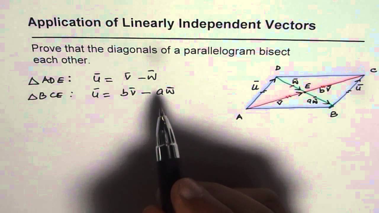 Application Linearly Independent Vectors Diagonals of Parallelogram ...