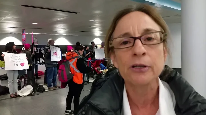Prof. Felice Batlan at O'Hare Airport Protest over Immigration Ban