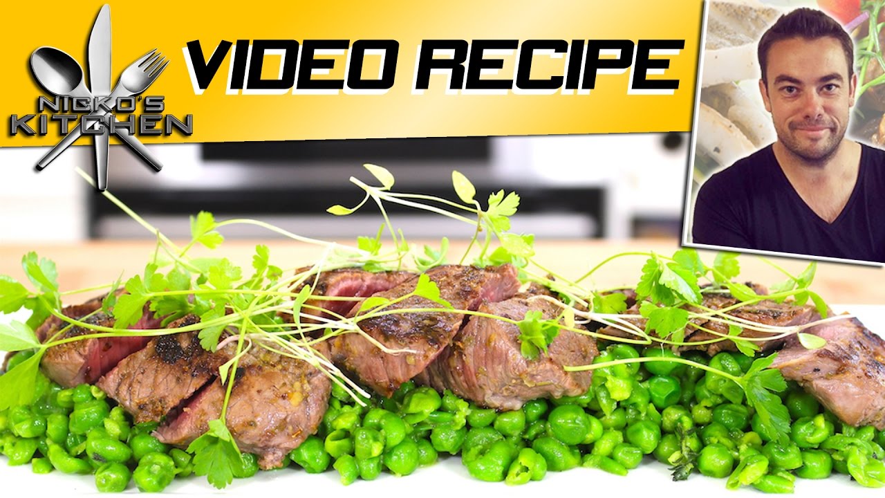 Garlic & Lemon Lamb with Pea Smash - YouTube