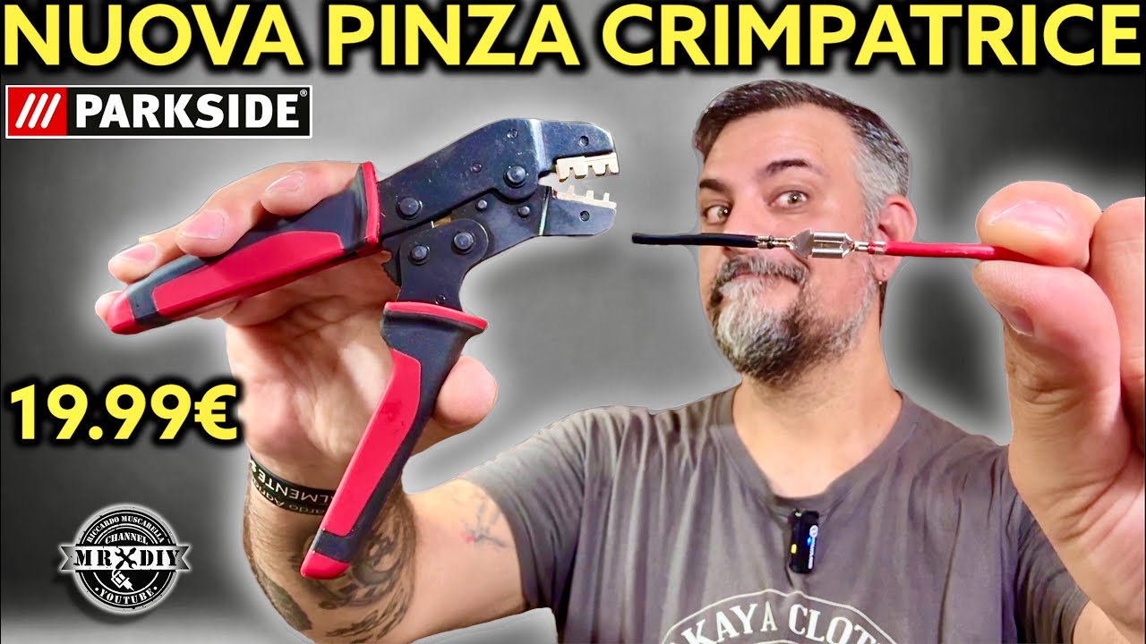 Pinza crimpatrice per faston a cricchetto modulabile a 5 filiere