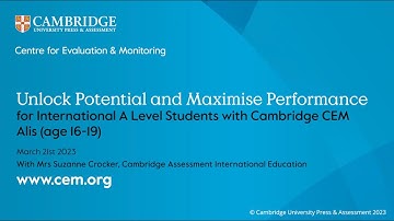 Unlock potential and maximise performance for international A level students with Cambridge CEM Alis