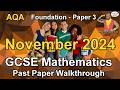 AQA GCSE Maths November 2024 Paper 3 Foundation Tier Past Paper Walkthrough