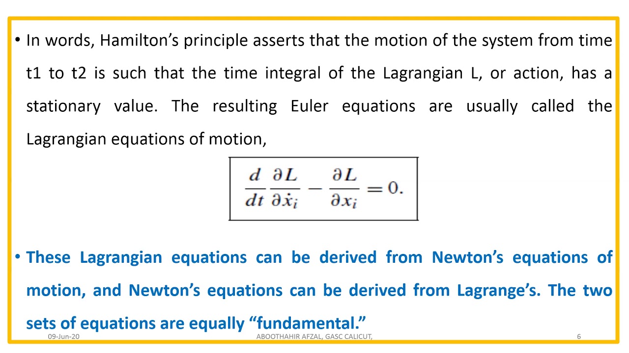 Variational calculus- Hamilton's principle - YouTube