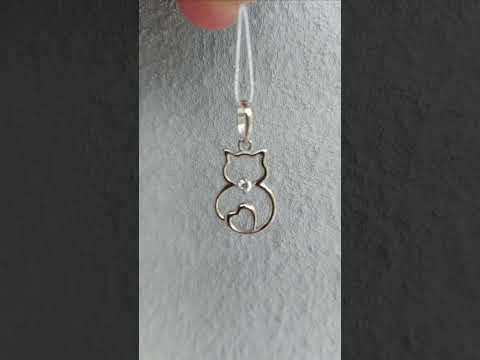 Кулон Котик из серебра с фианитом, видео 1