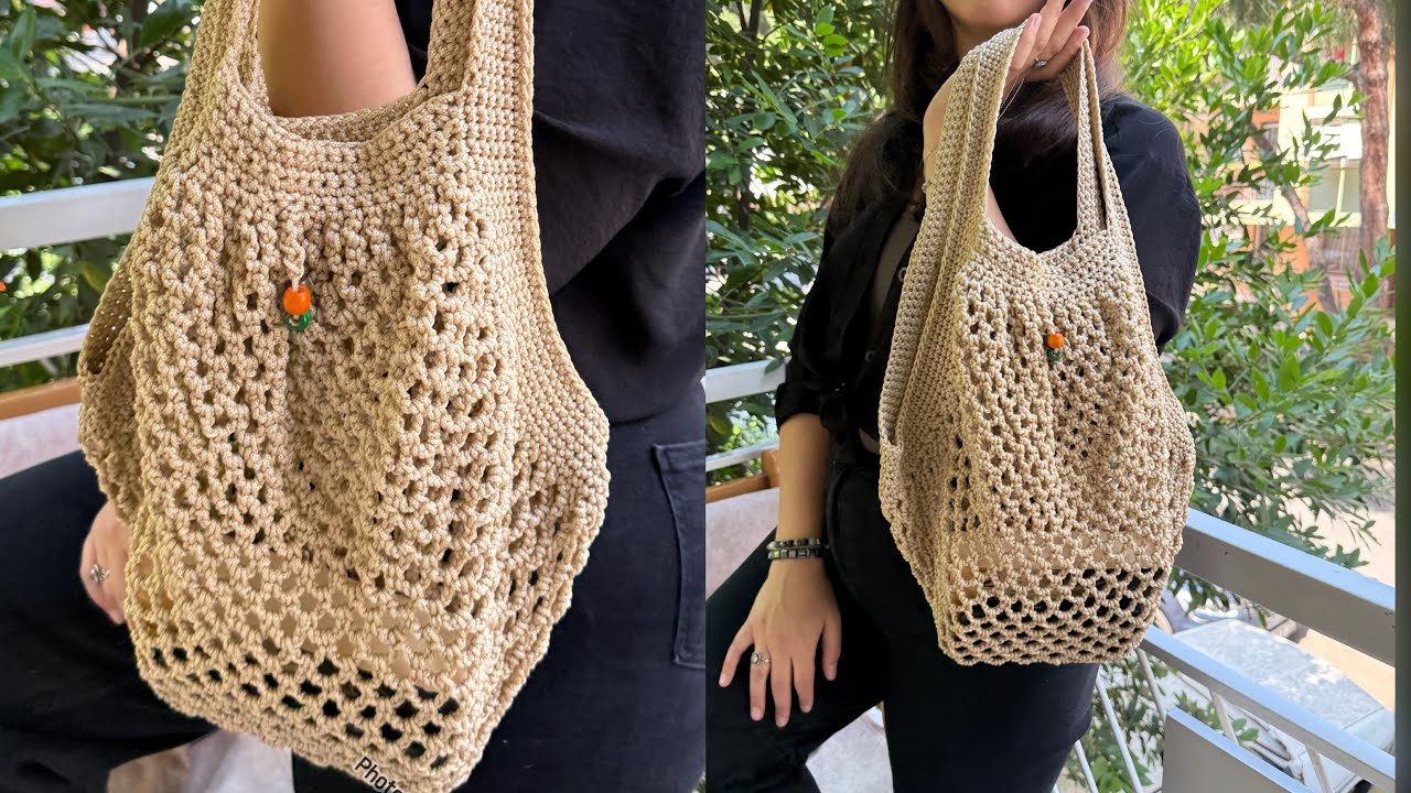 Очень легко вязать! Изготовление вязаной крючком сумки-сетки #вязаниекрючком #сделайсам #сумка