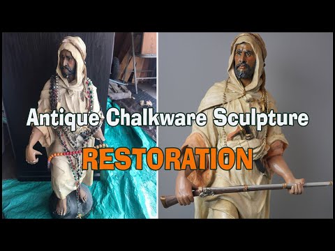 Antique Chalkware Plaster Statue Restoration and Painting