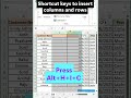Shortcut keys to insert columns and rows😎| excel tricks and tips😎| Advance Excel🔥| #excel #exceltips