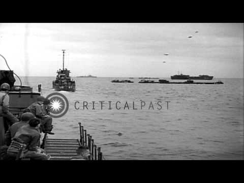United  States Landing Craft Infantry underway from England for invasion at Norma...HD Stock Footage