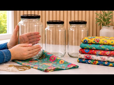 Glass jars with fabric 💕 3 beautiful ways to decorate with chita fabric