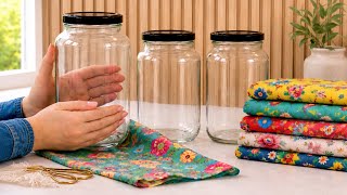 Potes De Vidro Com Tecido 💕3 Formas Lindas De Decorar Com Chita