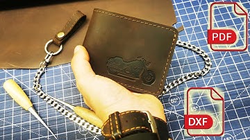 Making BEST Biker Bifold men wallet - Chain on Belt Loop - PDF DXF PATTERN DIY STEP by STEP Tutorial
