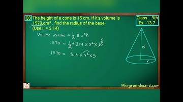 The height of a cone is 15 cm If volume is 1570 Find radius