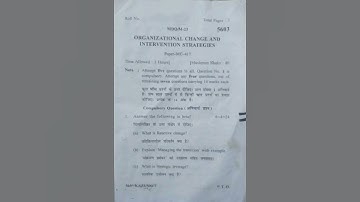 Organizational Change& Intervention Strategies M.Com 4th Sem KUK Previous Year Question Paper 2023✌️