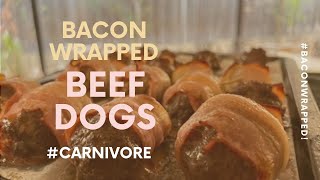 Bacon Wrapped Beef Dogs #groundbeef #carnivore #ketovore #dairyfree