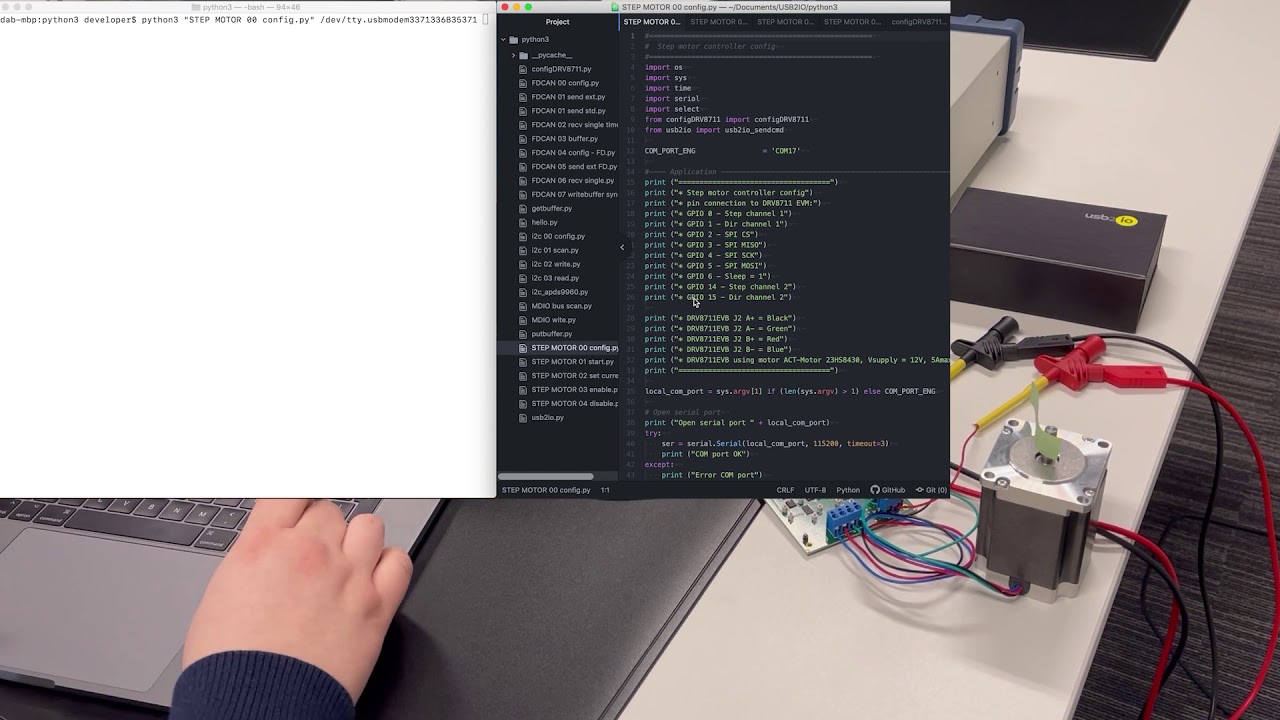 USB2IO interface explorer: Stepper motor control demo