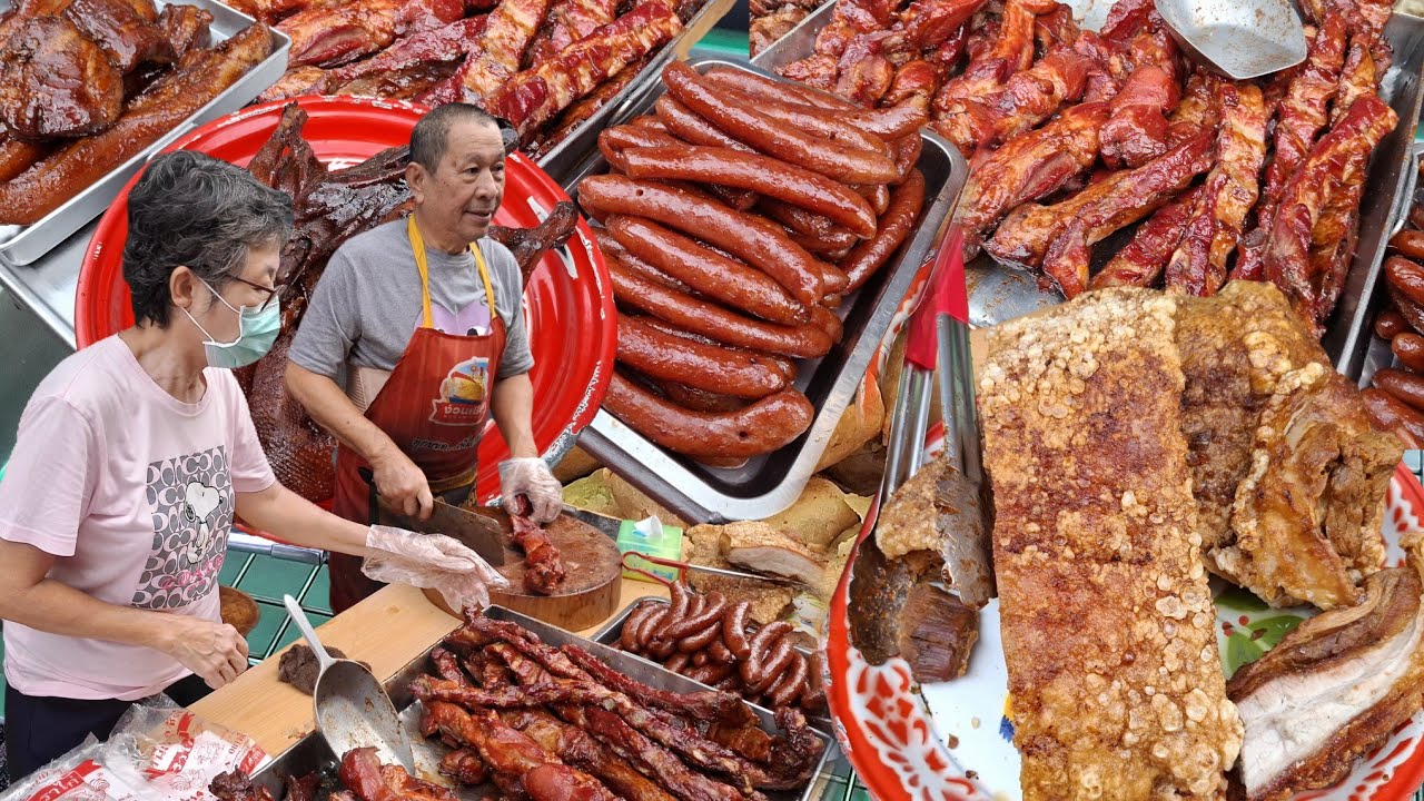 หมูแดงหมูกรอบอบเตาถ่านสูตรโบราณตลาดตรอกหม้อ