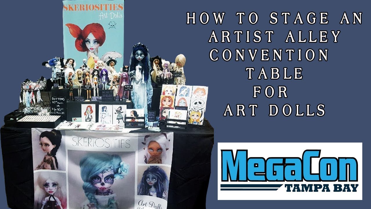 How To Stage Artist Alley Convention Table For Art Doll at Tampa MegaCon 2018 by Skeriosities