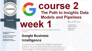 Answers | The path to insights data models and pipelines|Coursera | course 2 | week 1